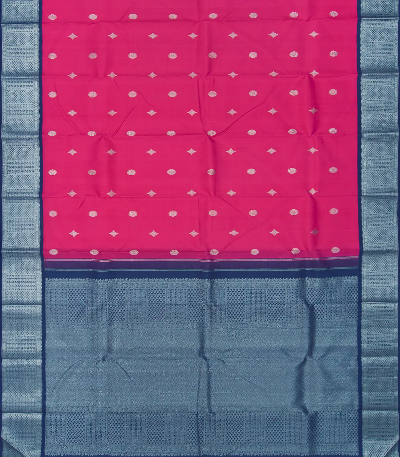 Dark Peach Handloom Korvai Kanchipuram Silk Saree With Chakaram Motifs-Dark Peach