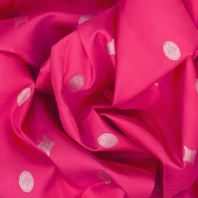 Dark Peach Handloom Korvai Kanchipuram Silk Saree With Chakaram Motifs-Dark Peach