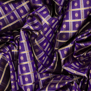 Blue Handloom Kanchipuram Korvai Silk Saree With Zari Checks-Blue