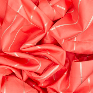 Peach Handloom Kanchipuram Silk Saree With Zari Stripes-Peach
