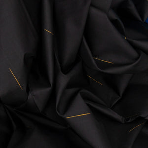 Black Handloom Kanchipuram Silk Saree With Buttas-Black