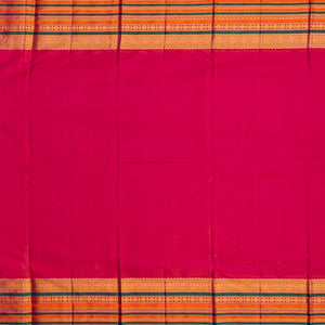 Green Handloom Kanchipuram Korvai Silk Saree With Checks & Buttas-Green