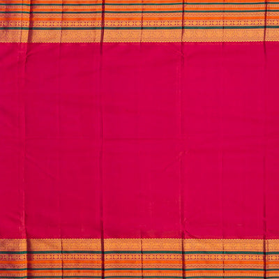 Green Handloom Kanchipuram Korvai Silk Saree With Checks & Buttas-Green