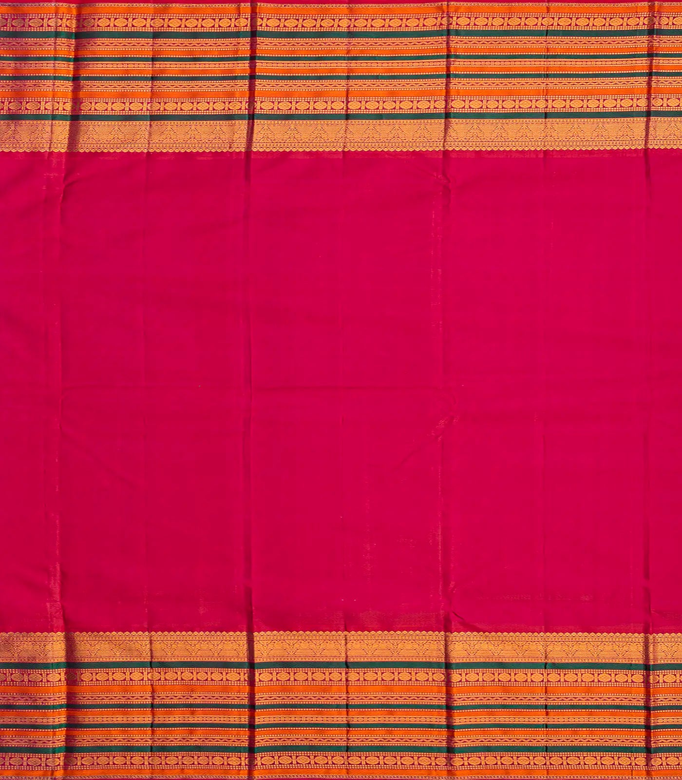 Green Handloom Kanchipuram Korvai Silk Saree With Checks & Buttas-Green