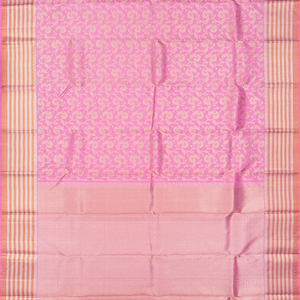 Dusty Pink Handloom Kanchipuram Silk Saree With Floral Vine Motifs-Dusty Pink