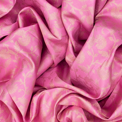 Dusty Pink Handloom Kanchipuram Silk Saree With Floral Vine Motifs-Dusty Pink