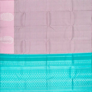 Dusty Pink Handloom Kanchipuram Silk Saree With Stripes-Dusty Pink
