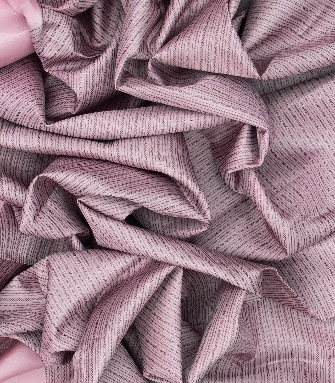 Dusty Pink Handloom Kanchipuram Silk Saree With Stripes-Dusty Pink