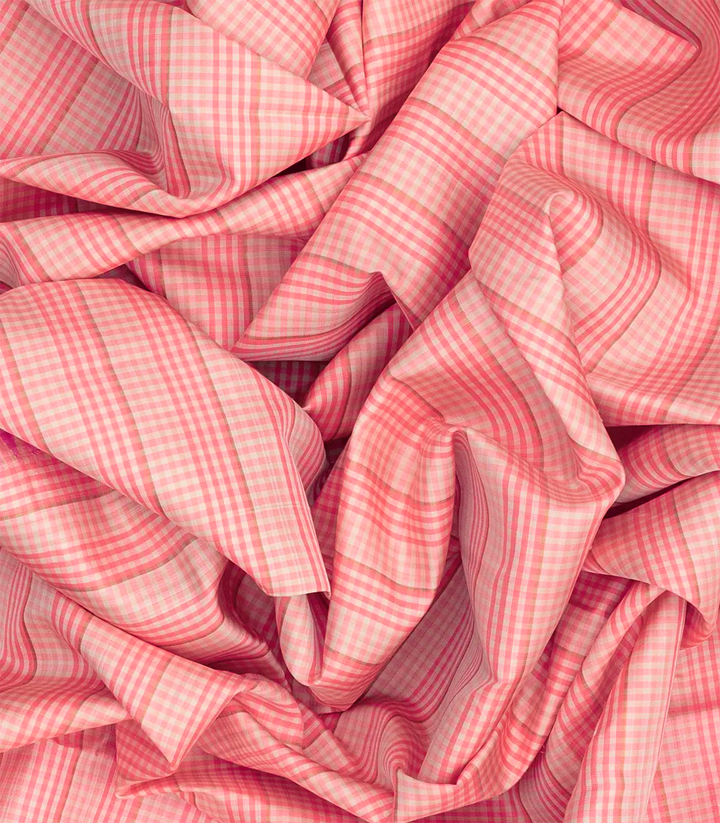 Light Peach Handloom Kanchipuram Korvai Silk Saree With Checks-Light Peach