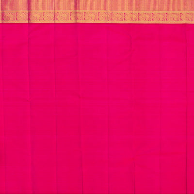 Turquoise Handloom Kanchipuram Korvai Silk Saree With Floral Zari Motifs  -Turquoise