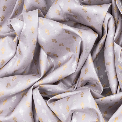 Grey Handloom Kanchipuram Silk Saree  With Floral Motifs-Grey