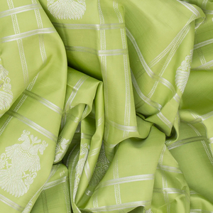 Pista Green Handloom Kanchipuram Silk Saree  With Gandaberunda Motifs-Pista Green