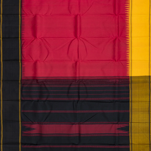 Red Handloom Kanchipuram Plain Korvai Silk Saree-Red