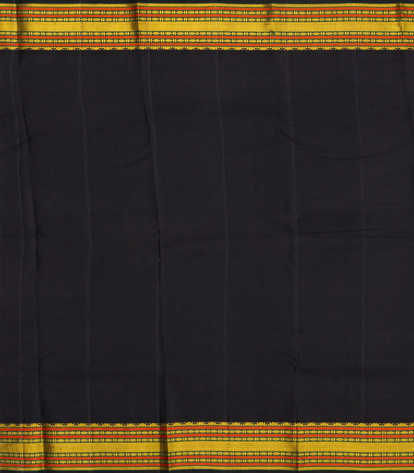 Oil Mustard Handloom Kanchipuram Korvai Silk Saree With Stripes-OIL MUSTARD