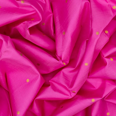 Hot Pink Handloom Kanchipuram Korvai Silk Saree With Coin Motifs-Hot Pink