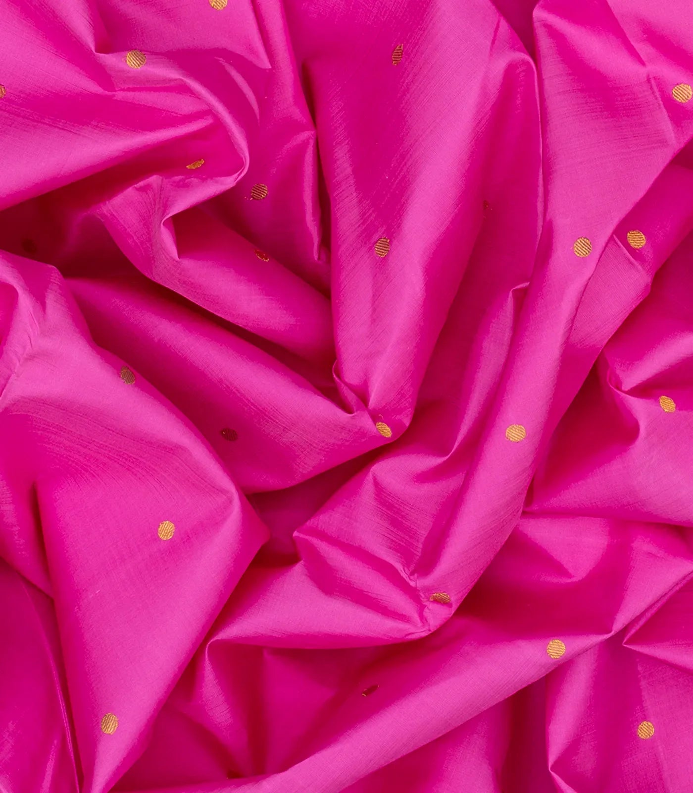 Hot Pink Handloom Kanchipuram Korvai Silk Saree With Coin Motifs-Hot Pink