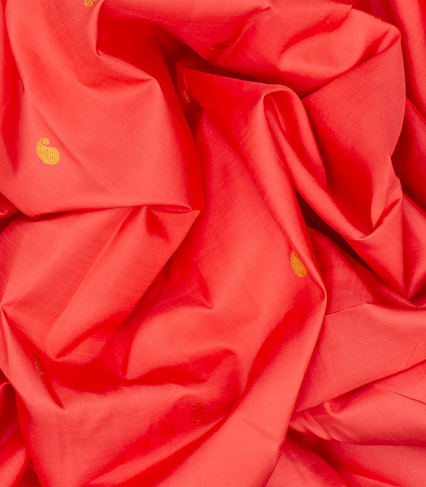 Peach Handloom Kanchipuram Korvai Silk Saree With Mango Motifs-Peach