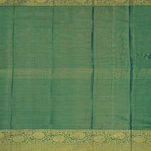 Dark Green Handloom Kanchipuram Silk Saree With Floral Motifs-Dark Green