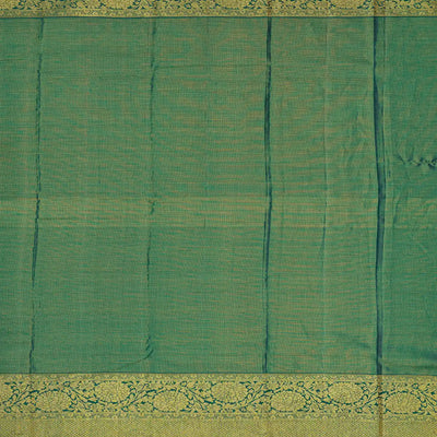 Dark Green Handloom Kanchipuram Silk Saree With Floral Motifs-Dark Green