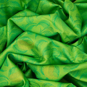 Light Green Handloom Kanchipuram Silk Saree With Leaf Motifs-Light Green