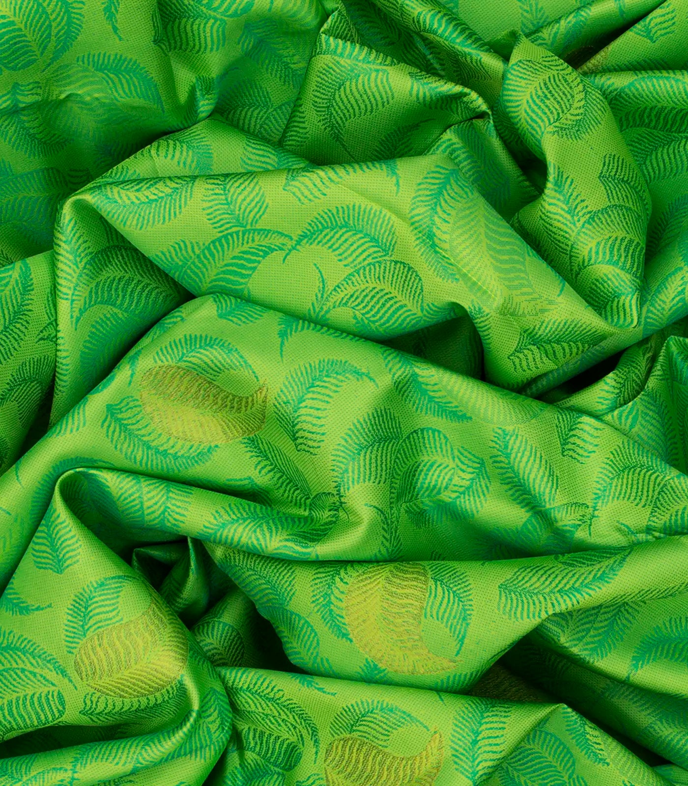 Light Green Handloom Kanchipuram Silk Saree With Leaf Motifs-Light Green