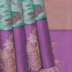 Shadow Green Handloom Kanchipuram Silk Saree With Tie & Dye Motifs-Shadow Green