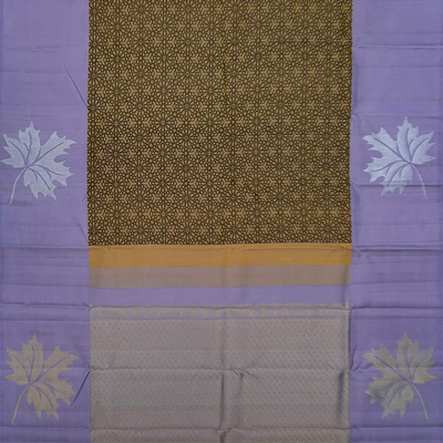 Mustard Handloom Kanchipuram Silk Saree With Geometric Motifs-Mustard