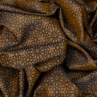 Mustard Handloom Kanchipuram Silk Saree With Geometric Motifs-Mustard