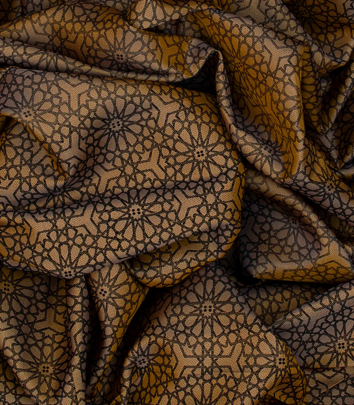 Mustard Handloom Kanchipuram Silk Saree With Geometric Motifs-Mustard