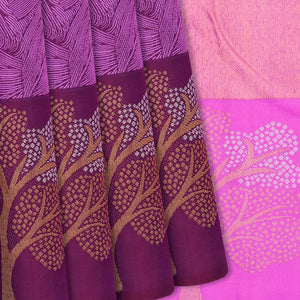 Magenta Handloom Kanchipuram Silk Saree With Abstract Motifs-Magenta