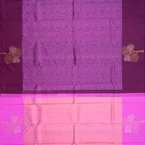 Magenta Handloom Kanchipuram Silk Saree With Abstract Motifs-Magenta