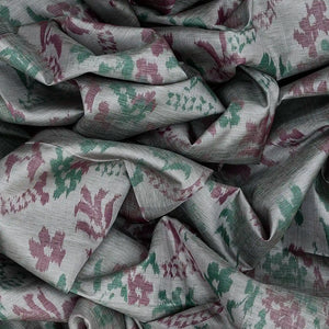 Grey Handloom Kanchipuram Silk Saree With Tie & Dye Floral Motifs-Grey