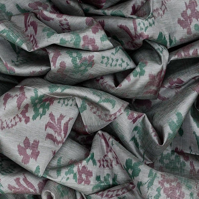 Grey Handloom Kanchipuram Silk Saree With Tie & Dye Floral Motifs-Grey