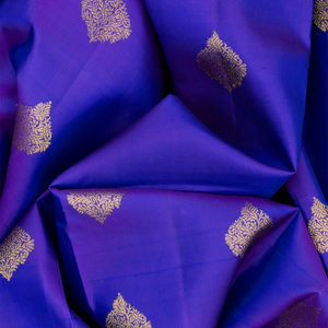 Purple Handloom Kanchipuram Silk Saree With Floral Buttas-Purple