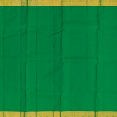 Red Handloom Kanchipuram Korvai Silk Saree Peacock Motifs-Red