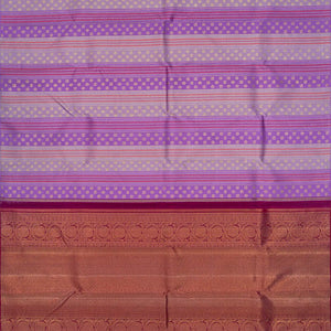 Lavender Handloom Kanchipuram Silk Saree With Annam Motifs-Lavander