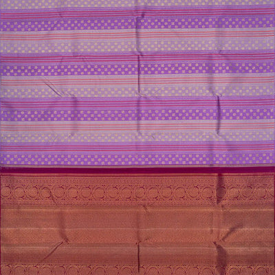 Lavender Handloom Kanchipuram Silk Saree With Annam Motifs-Lavander