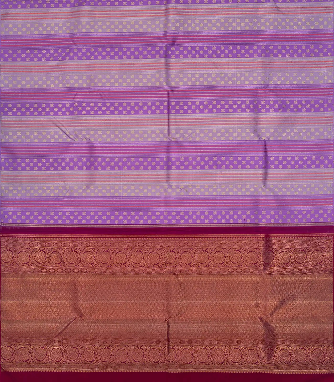 Lavender Handloom Kanchipuram Silk Saree With Annam Motifs-Lavander