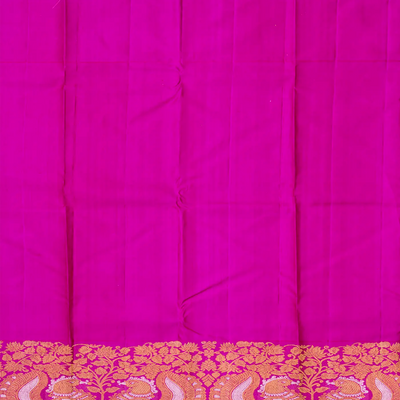 Turquoise Handloom Kanchipuram Korvai Silk Saree With Mango Buttas-Turquoise