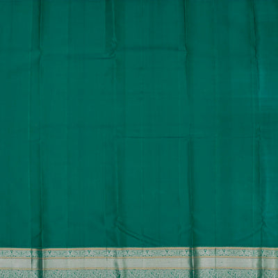 Light Green Handloom Kanchipuram Korvai Silk Saree With Annam Buttas & Checks-Light Green