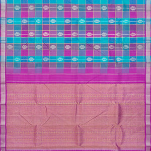 Pink Handloom Kanchipuram Silk Saree With Zari Checks & Buttas-Pink