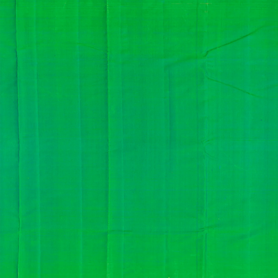 Green Handloom Kanchipuram Silk Saree With Floral Buttas & Checks-Green