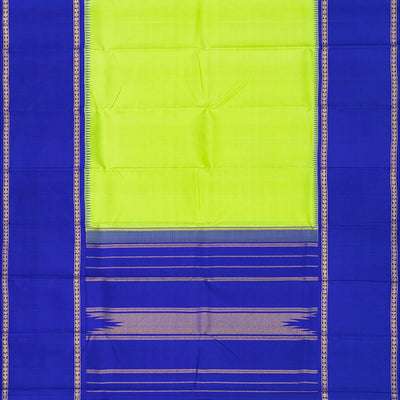 Light Green Handloom Kanchipuram Korvai Silk Saree With Blue Border-Light Green