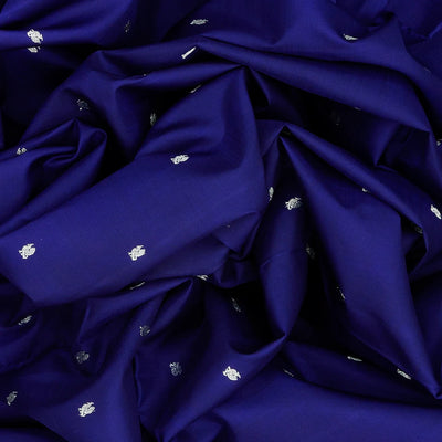 Blue Handloom Kanchipuram Korvai Silk Saree With Annam Motifs-Blue