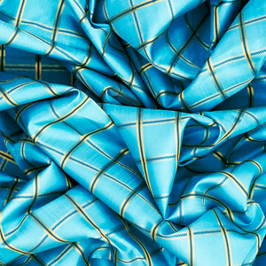 Turquoise Handloom Kanchipuram Korvai Silk Saree With Checks-Turquoise