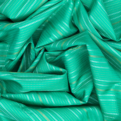 Aquamarine Handloom Kanchipuram Korvai Silk Saree Zari Stripes-Aquamarine