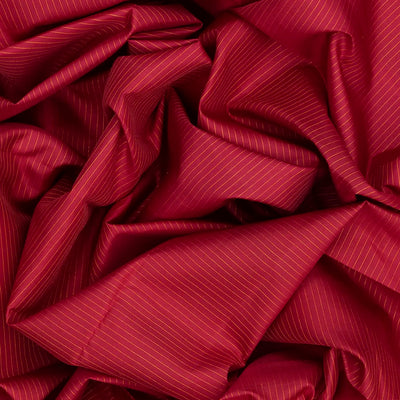 Crimson Handloom Kanchipuram Silk Saree With Zari Stripes-Crimson