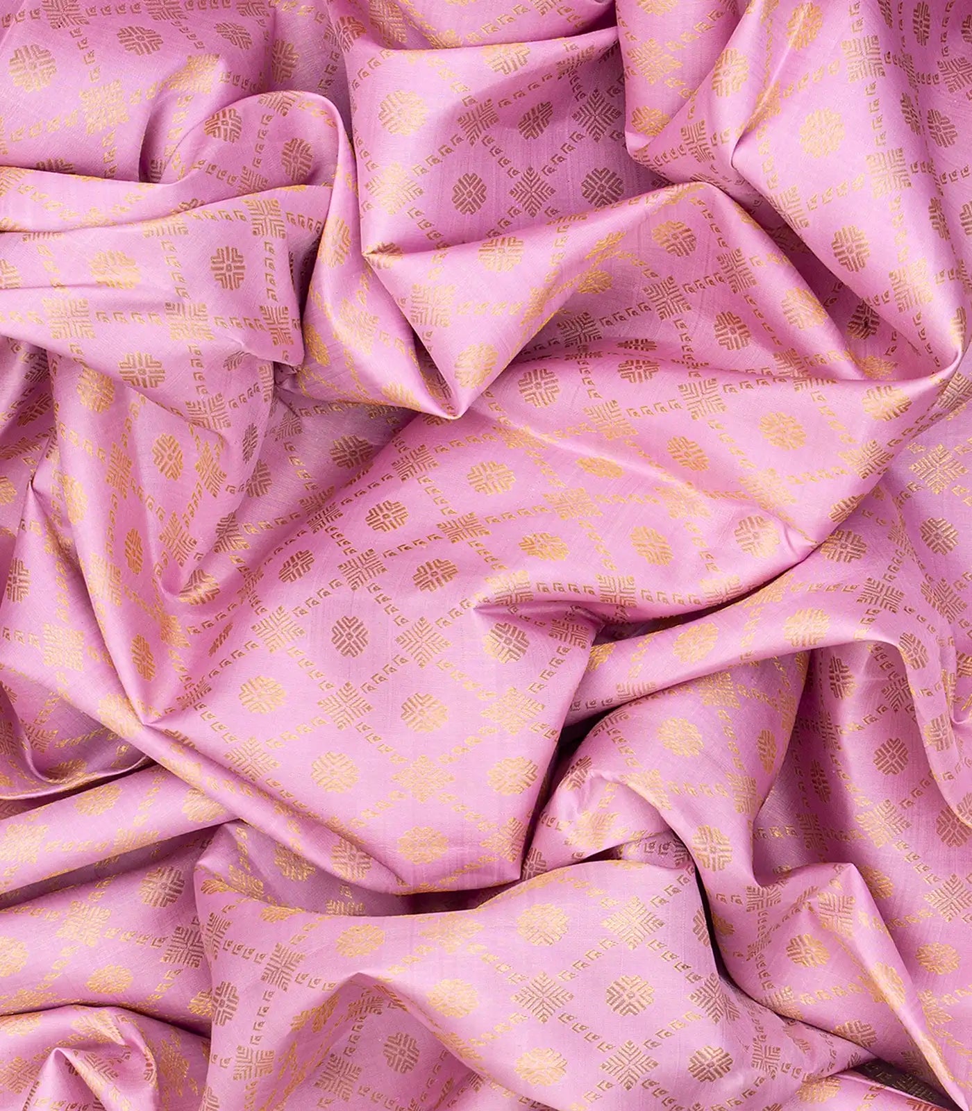 Baby Pink Handloom Kanchipuram Korvai Silk Saree With Floral Jaal Motifs-Baby Pink