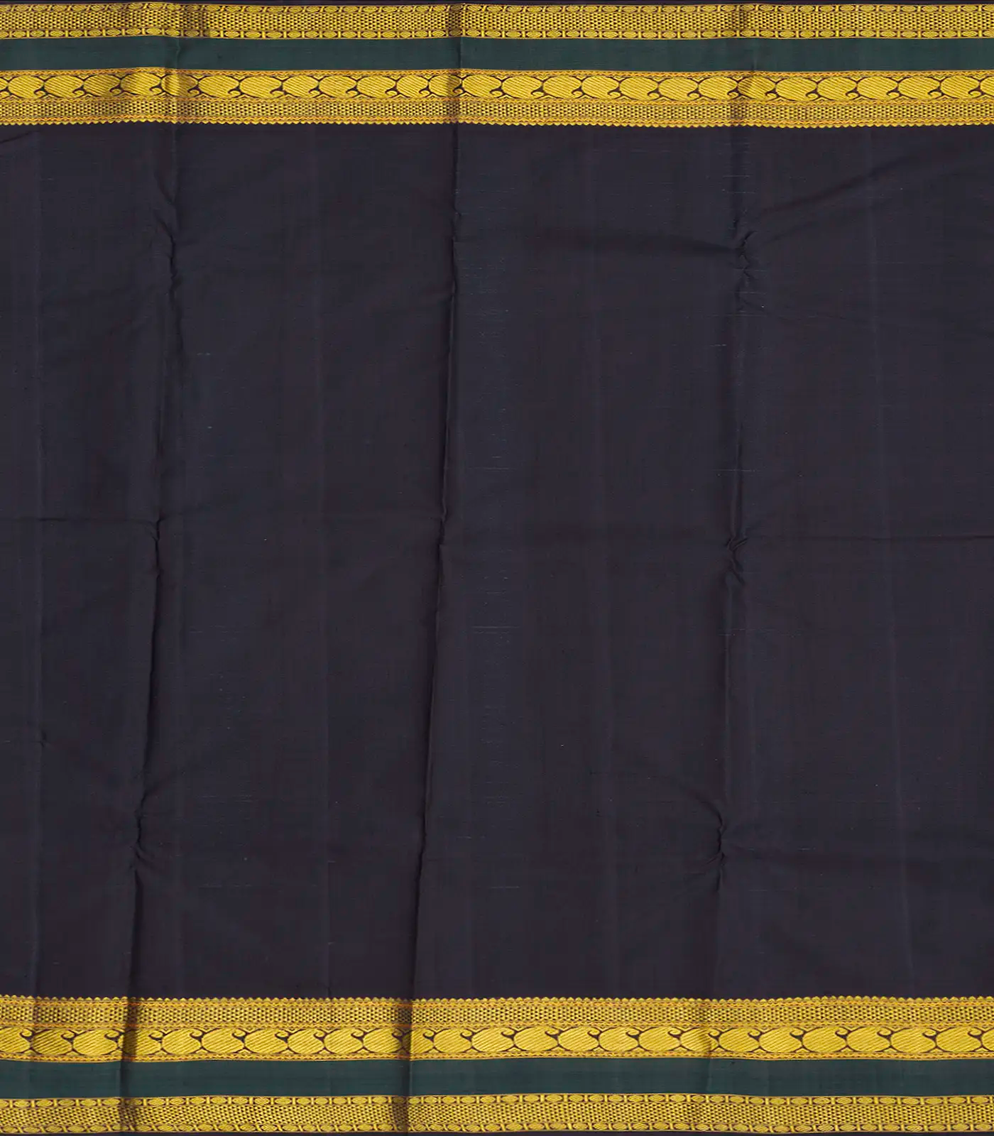 Olive Green Handloom Kanchipuram Korvai Silk Saree With Checks-Olive Green
