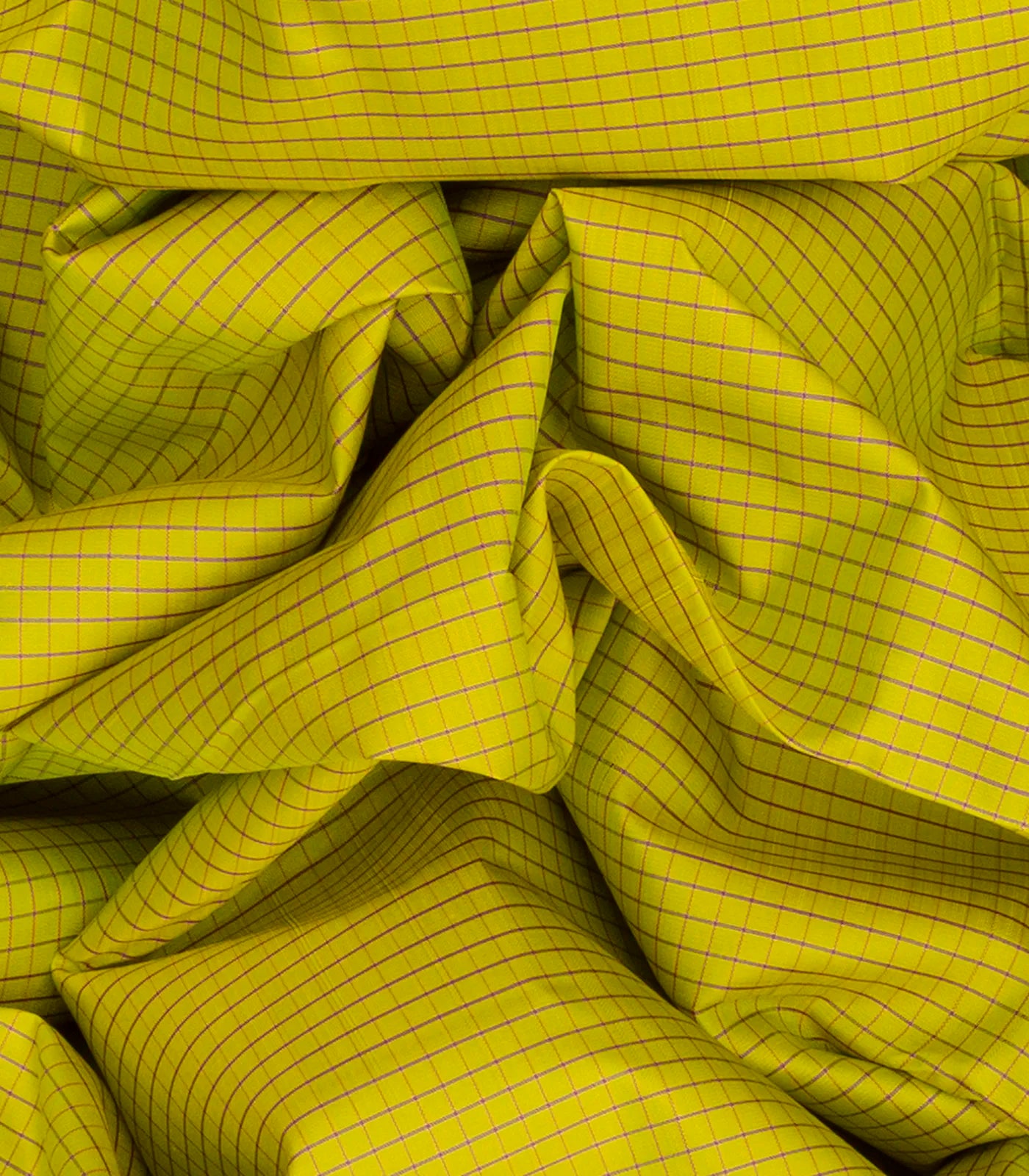 Yellow Handloom Kanchipuram Korvai Silk Saree With Checks-Yellow